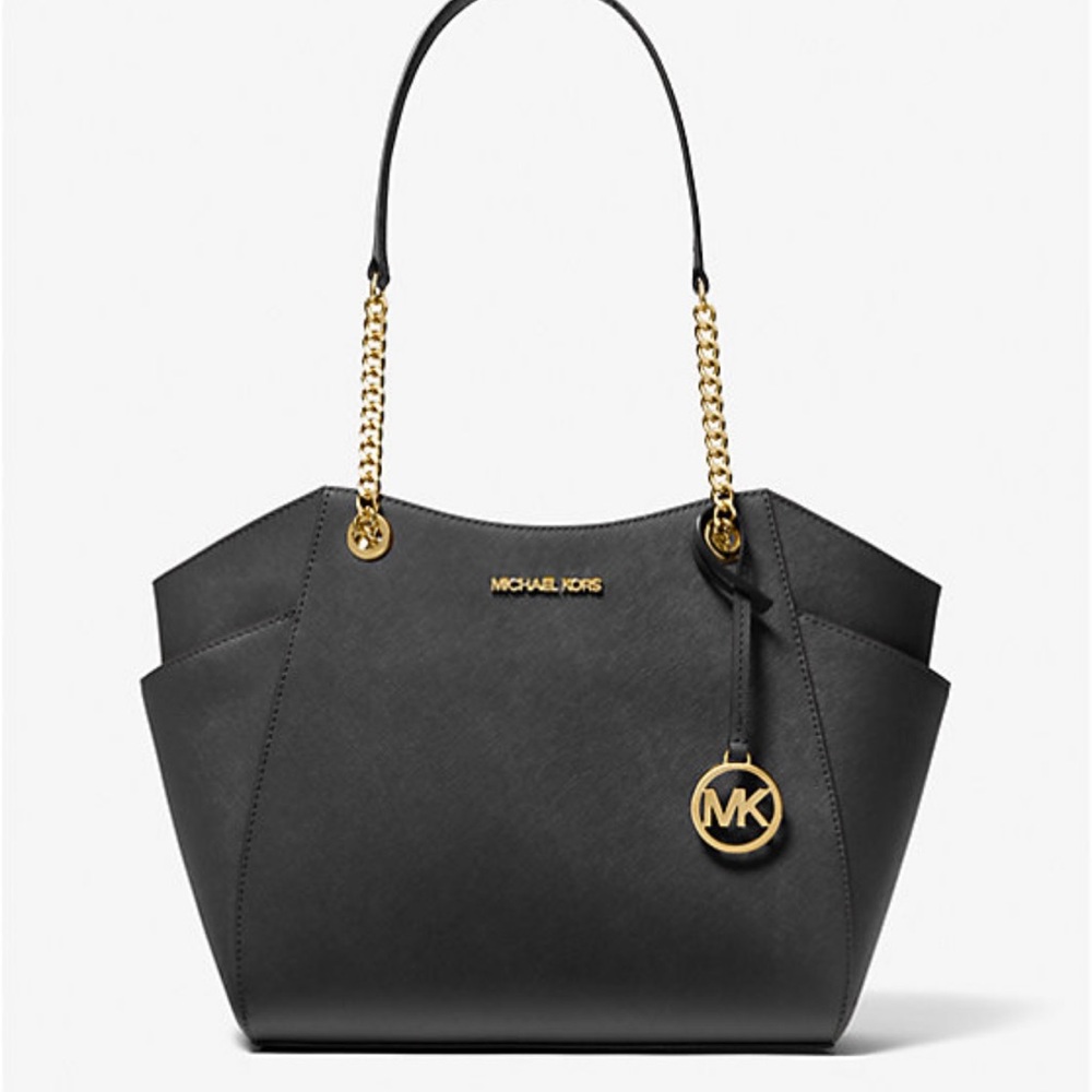 Michael Kors Black and Gold Shoulder Bag with Chain Strap